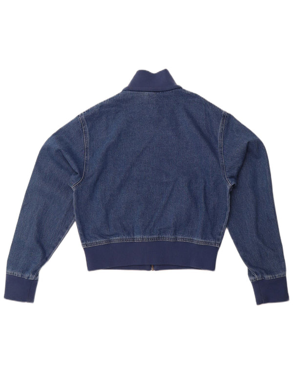 Adidas Womens Loose Fit Crop Denim Jacket UK 8/10 Small Blue Cotton