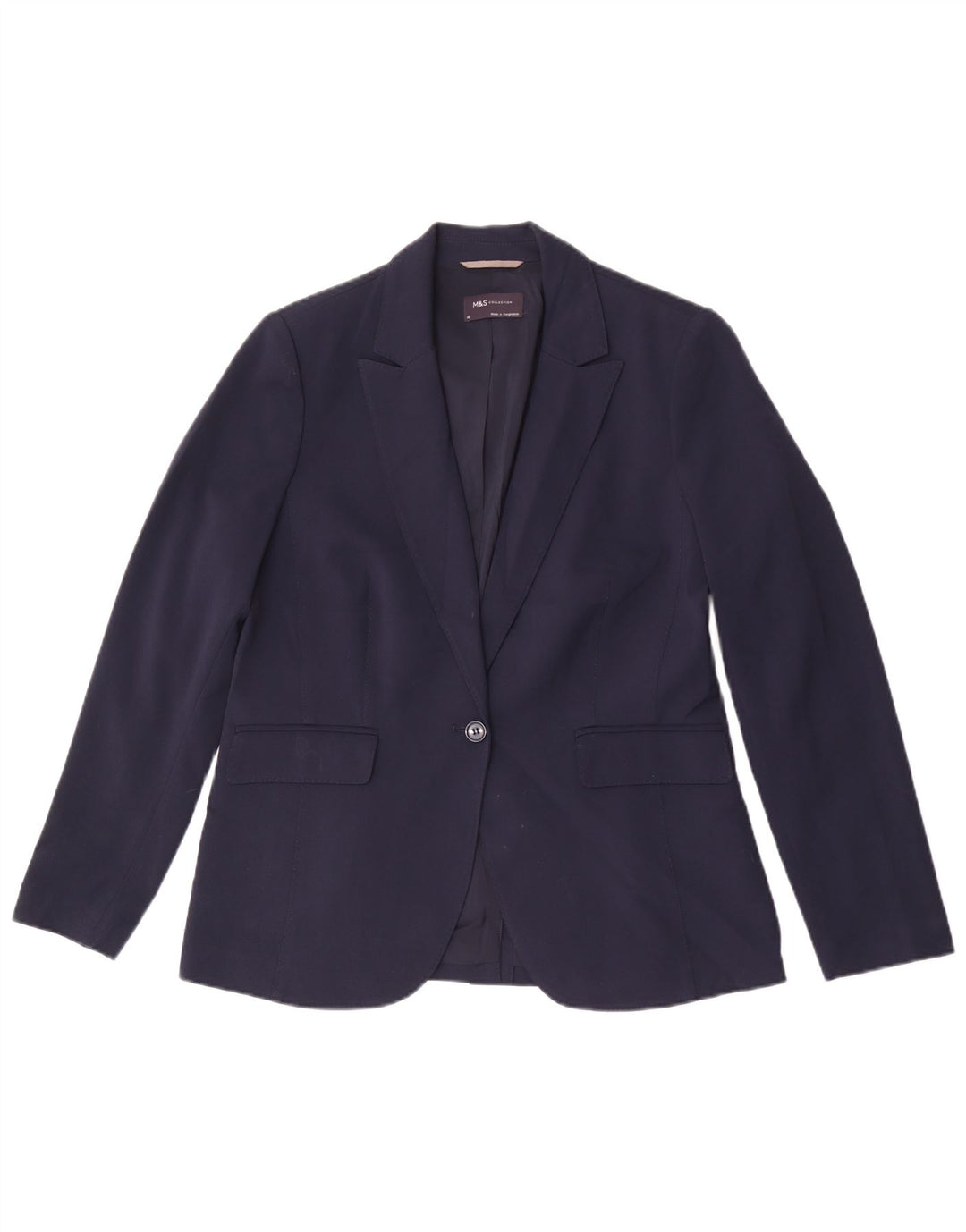 Marks & Spencer Womens 1 Button Blazer Jacket UK 14 Large Navy Blue