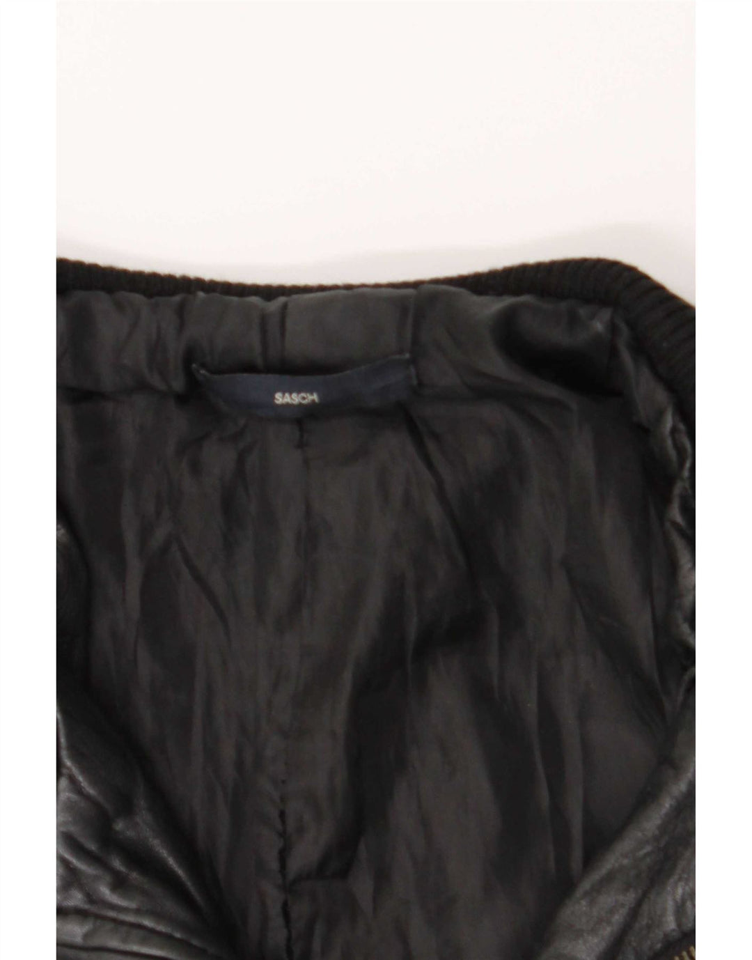 Sasch Womens Crop Leather Jacket UK 12 Medium Black