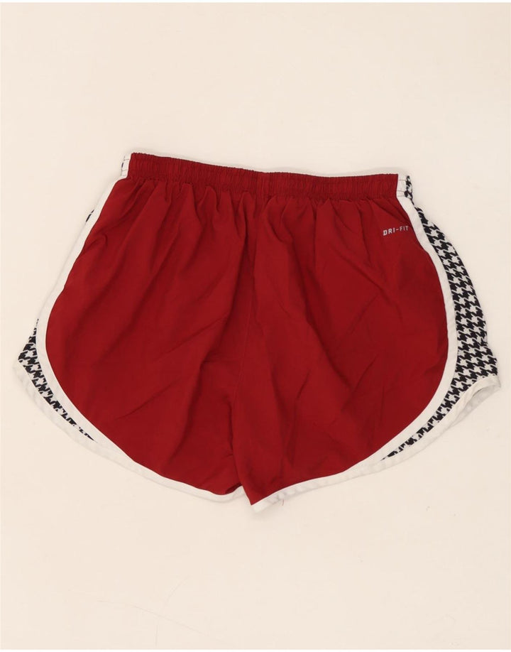 NIKE Womens Dri Fit Graphic Sport Shorts UK 12 Medium  Maroon Houndstooth