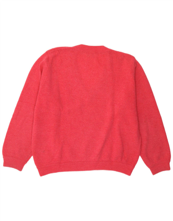 Sisley Womens Oversized V-Neck Jumper Sweater UK 14 Medium Pink