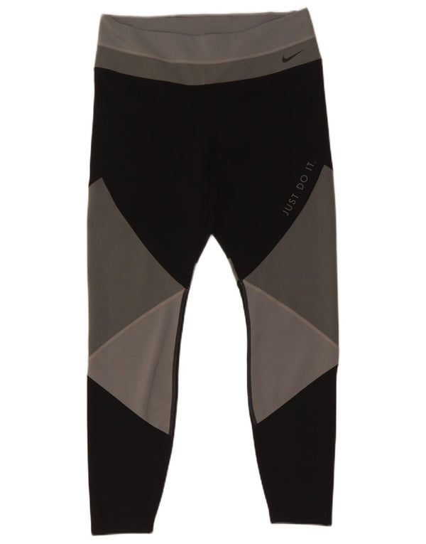 Nike Womens Dri Fit Crop Leggings UK 14 Large Multicoloured Colourblock