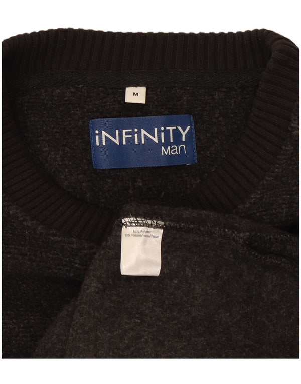 INFINITY Mens Boat Neck Jumper Sweater Medium Grey Polyester