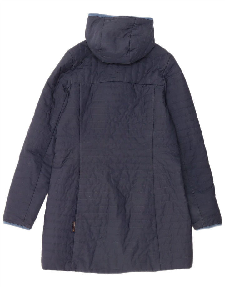 JACK WOLFSKIN Womens Hooded Padded Coat UK 6 XS Navy Blue Polyester
