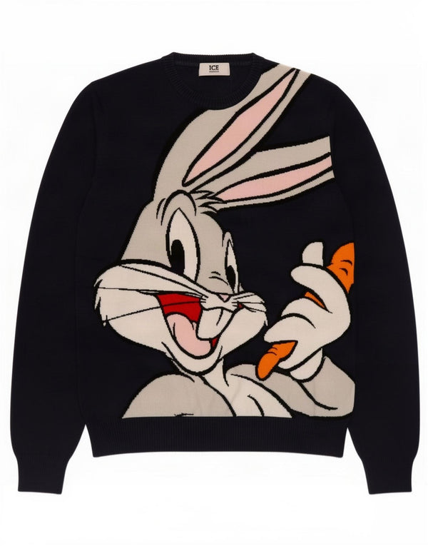 Iceberg Mens Bugs Bunny Graphic Crew Neck Jumper Sweater Medium Navy Blue