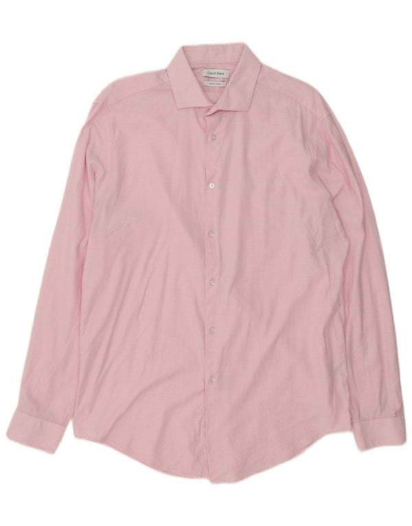 Calvin Klein Mens Slim Fit Shirt Size 16 1/2 Large Pink Cotton