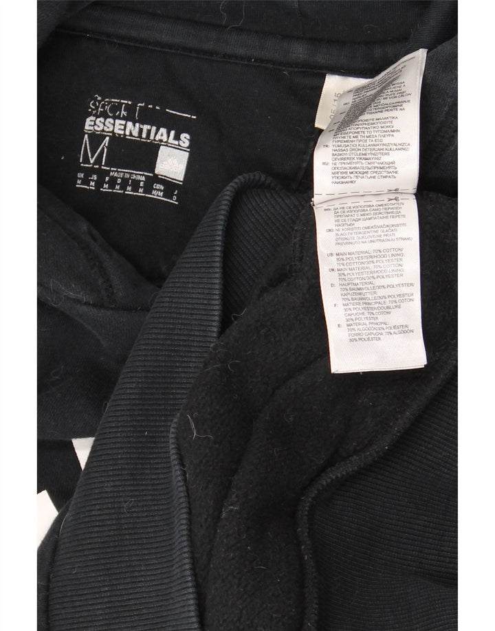 ADIDAS Mens Graphic Hoodie Jumper Medium Black Cotton