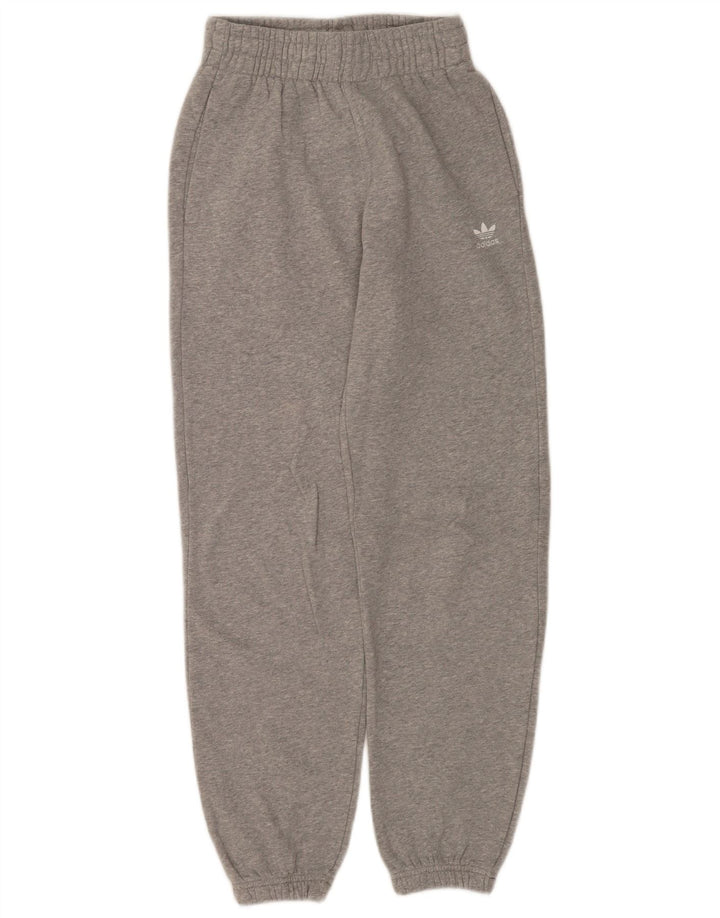 ADIDAS Womens Tracksuit Trousers Joggers UK 4 XS Grey Flecked Cotton