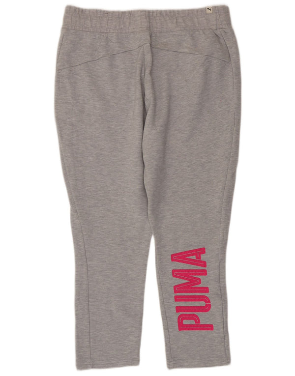 PUMA Womens Graphic Tracksuit Trousers UK 14 Large  Grey Cotton