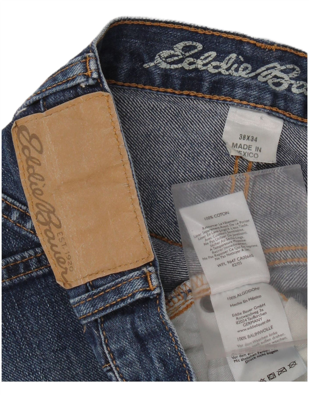 Eddie Bauer Mens Relaxed Fit Straight Jeans W38 L34 Blue Cotton