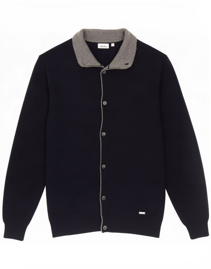 Ellesse Mens Cardigan Sweater Large Navy Blue Wool