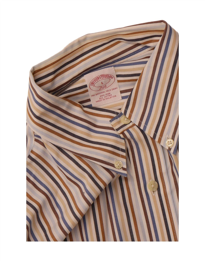 Brooks Brothers Mens 346 Shirt Large Multicoloured Pinstripe Cotton