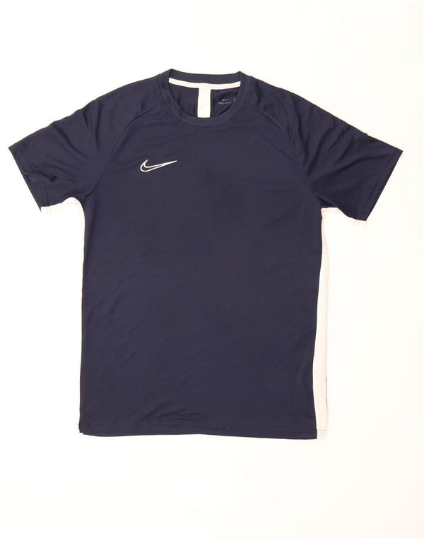 NIKE Mens Dri Fit T-Shirt Top Large Navy Blue Colourblock Polyester
