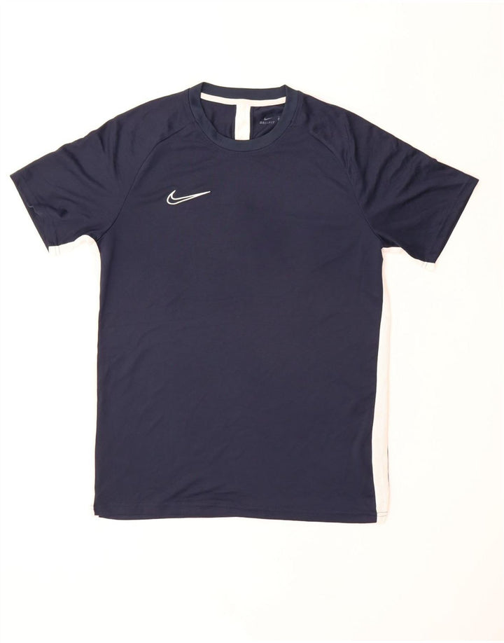 NIKE Mens Dri Fit T-Shirt Top Large Navy Blue Colourblock Polyester