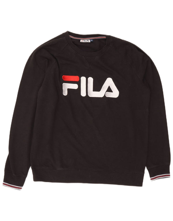 Fila Mens Graphic Sweatshirt Jumper Large Black Cotton