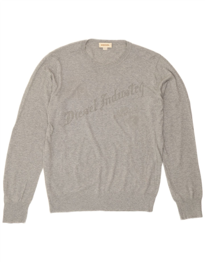 Diesel Mens Graphic Crew Neck Jumper Sweater XL Grey