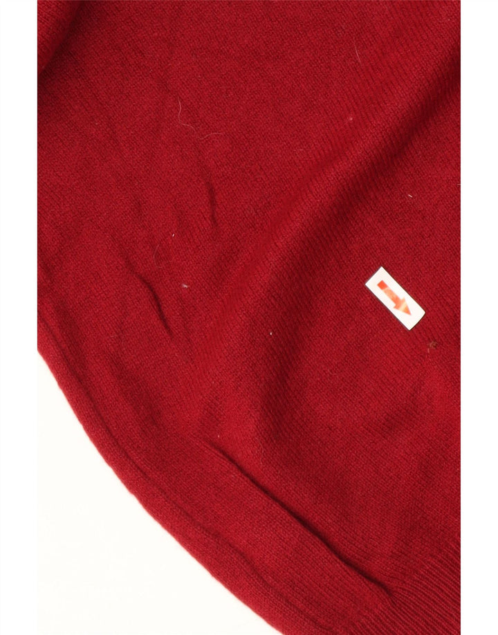 Marks & Spencer Mens V-Neck Jumper Sweater Medium Burgundy Wool