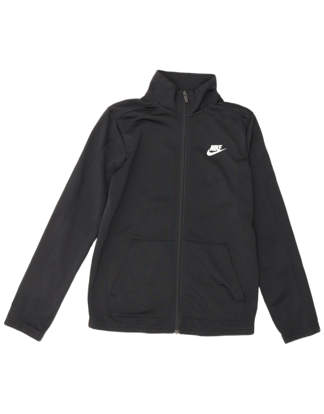 NIKE Boys Tracksuit Top Jacket 12-13 Years Large Black Polyester