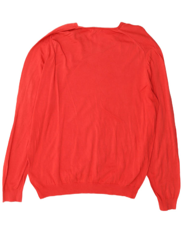 Massimo Dutti Mens V-Neck Jumper Sweater Large Red