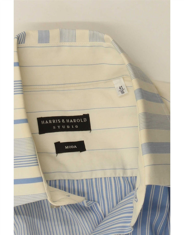 Harris&Harold Mens Shirt Size 41 16 Large Blue Striped Cotton