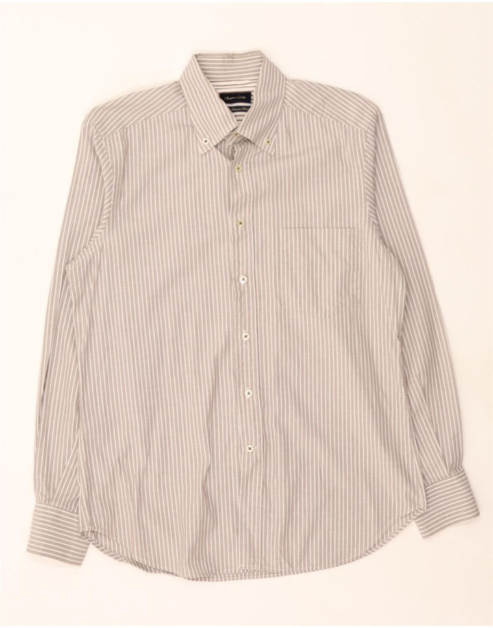 MASSIMO DUTTI Mens Shirt Size 16 41 Large Grey Striped Cotton Vintage Massimo Dutti and Second-Hand Massimo Dutti from Messina Hembry 