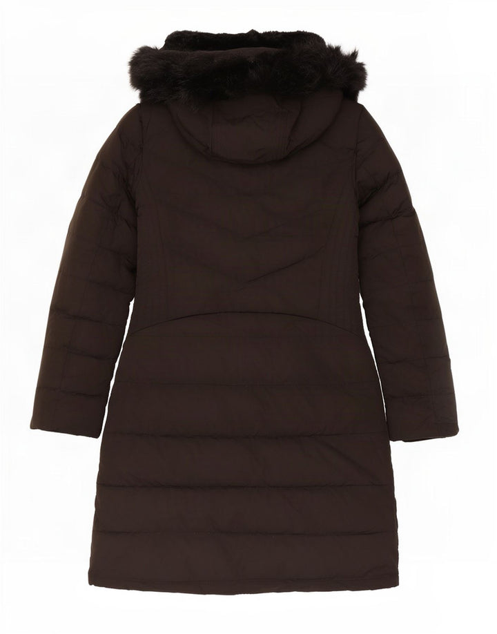 Zara Womens Hooded Padded Coat UK 12 Medium Black Polyester