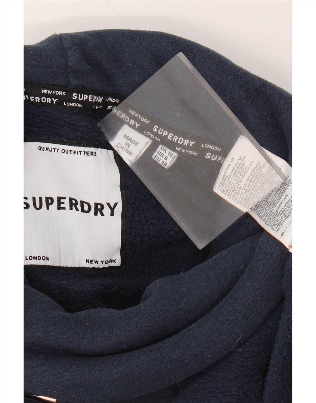 SUPERDRY Womens Oversized Graphic Sweatshirt Jumper UK 10 Small Navy Blue