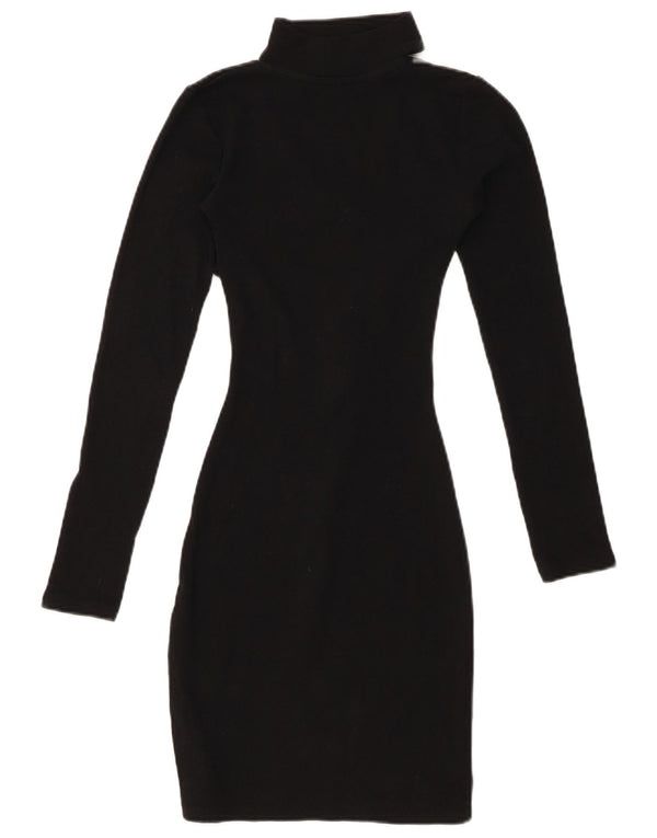 ZARA Womens Long Sleeve Bodycon Dress UK 8 Small Black Cotton