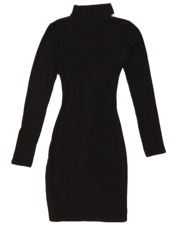 ZARA Womens Long Sleeve Bodycon Dress UK 8 Small Black Cotton