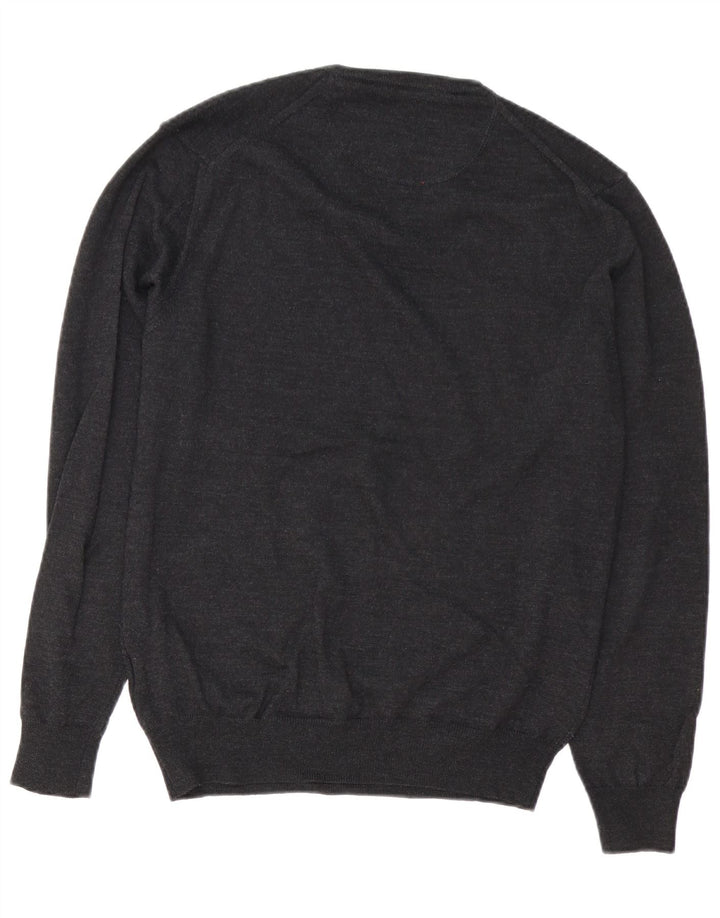 Carrera Mens V-Neck Jumper Sweater Medium Grey Merino Wool