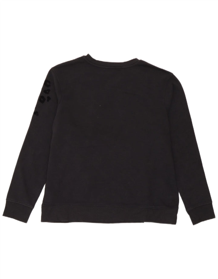 Marks & Spencer Womens Sweatshirt Jumper UK 14 Medium Black Animal Print