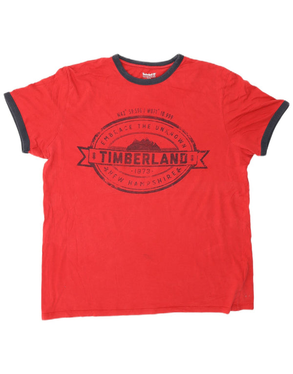 Timberland Mens Graphic T-Shirt Top XL Red Cotton