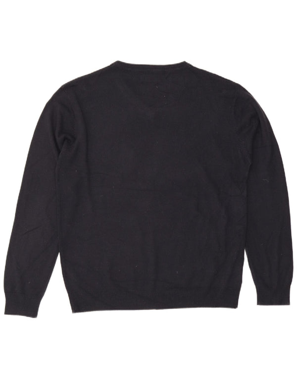 Pierre Cardin Mens V-Neck Jumper Sweater XL Navy Blue Acrylic