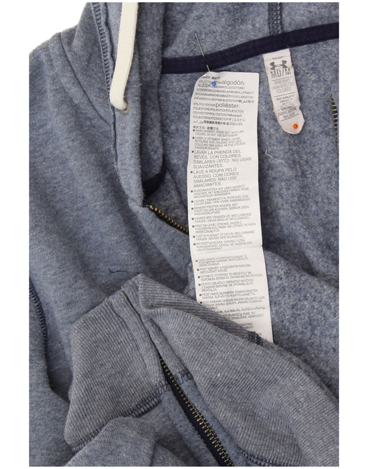 UNDER ARMOUR Mens Graphic Zip Hoodie Sweater Medium Blue Cotton