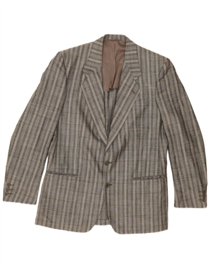 Facis Mens 2 Button Denim Shirt UK 38 Medium Grey Check