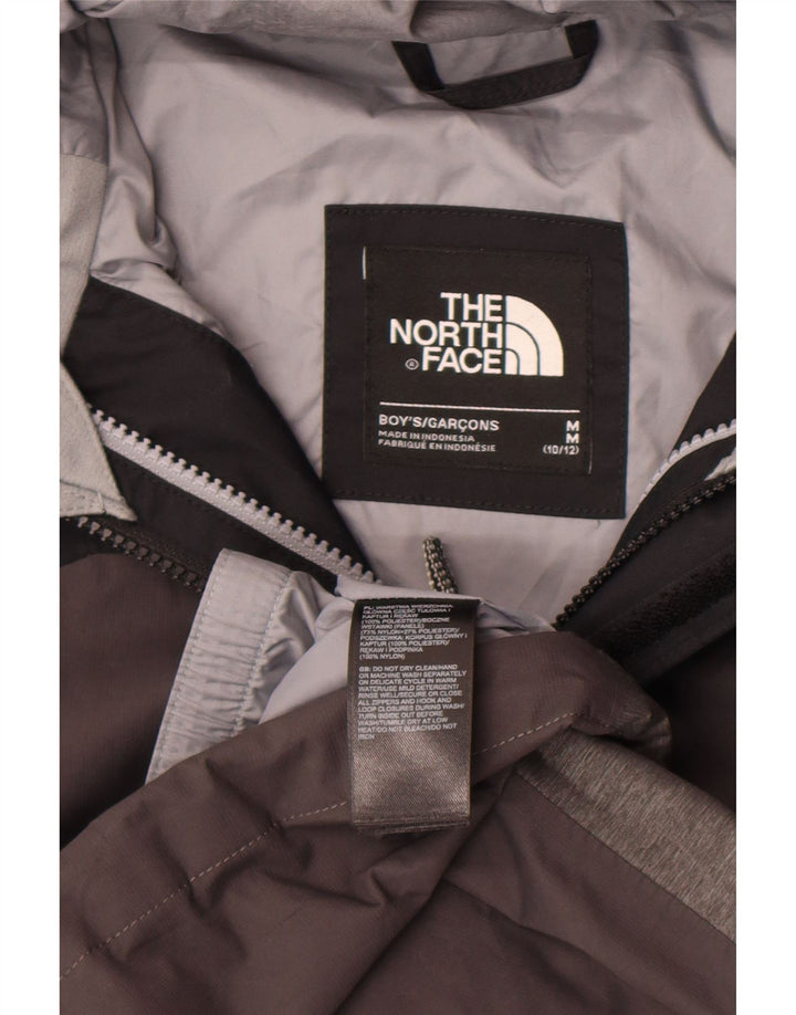 The North Face Boys Hooded Rain Jacket 10-11 Years Medium  Grey Polyester