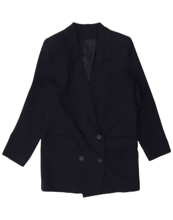 Vintage Womens Double Breasted Blazer Jacket UK 10 Small Navy Blue