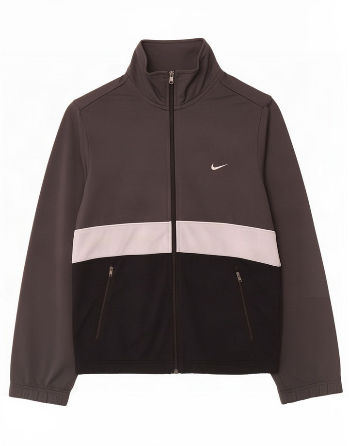 Nike Mens Tracksuit Top Jacket Small Grey Colourblock Polyester