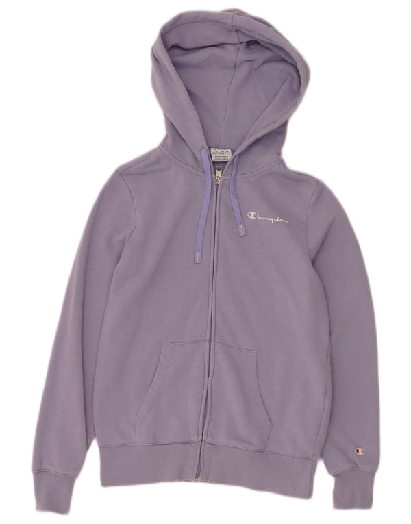 CHAMPION Womens Zip Hoodie Sweater UK 6 XS Purple Cotton