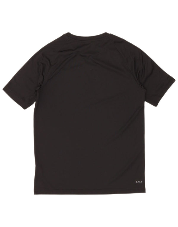 ADIDAS Boys Climalite T-Shirt Top 13-14 Years Black Polyester