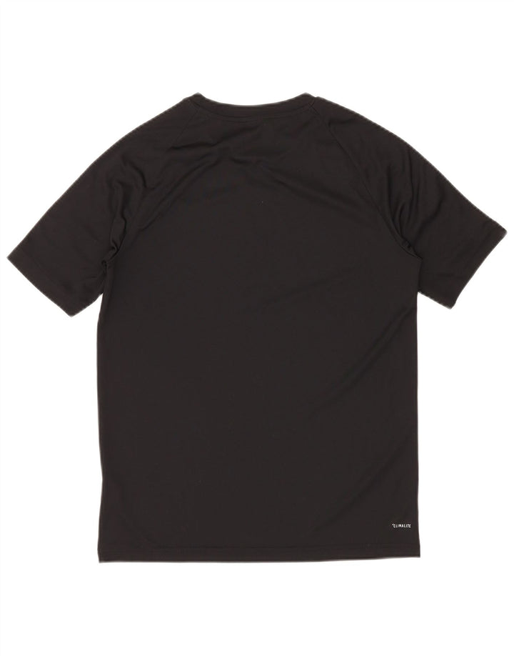 ADIDAS Boys Climalite T-Shirt Top 13-14 Years Black Polyester
