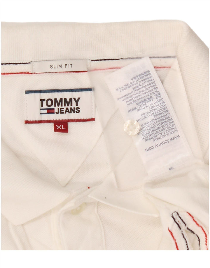 TOMMY HILFIGER Mens Slim Fit Polo Shirt XL White Cotton