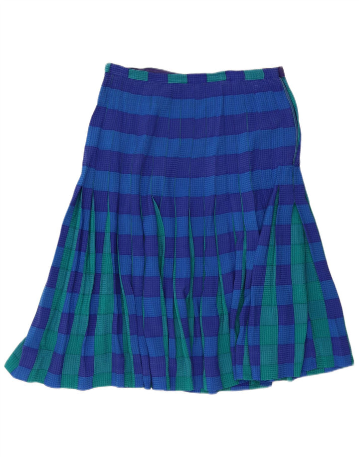 Vintage Womens Pleated Skirt W32 Large Blue Check