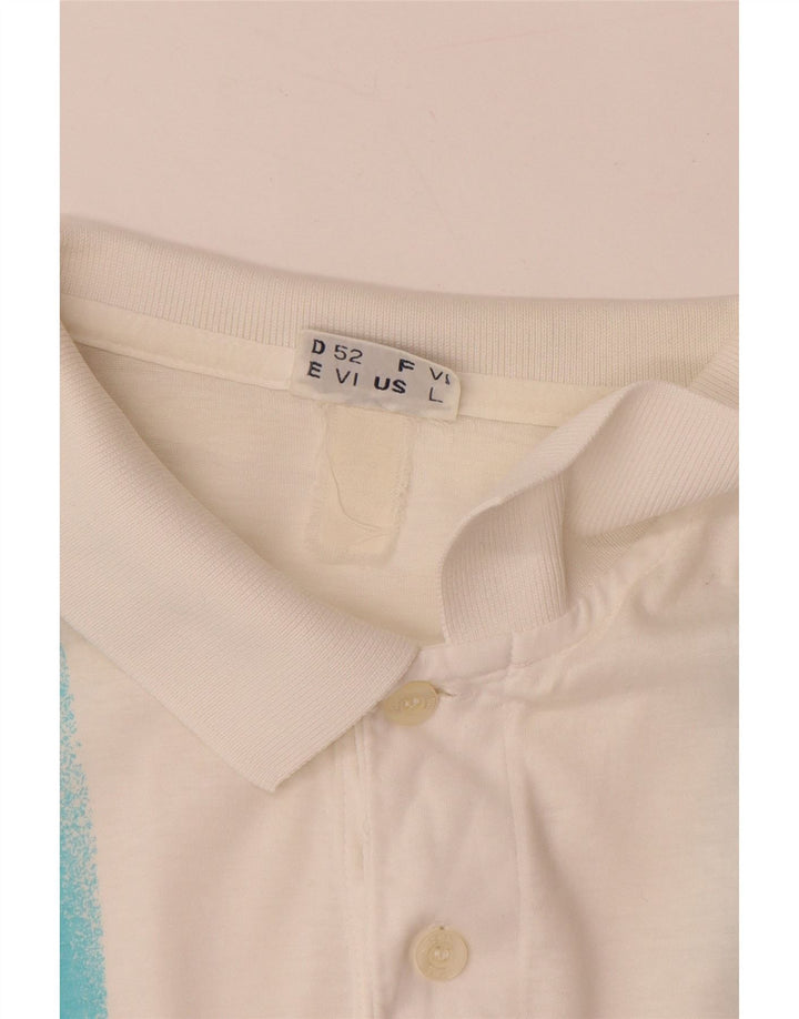 SERGIO TACCHINI Mens Polo Shirt EU 52 Large White Striped