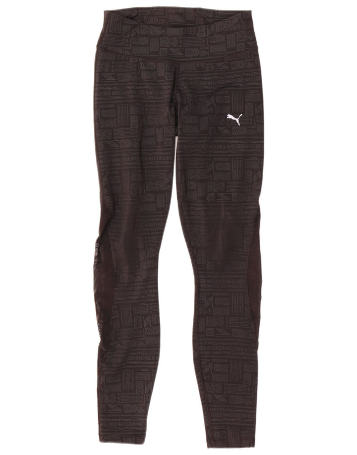 Puma Womens Leggings UK 10 Small  Grey Geometric Polyester