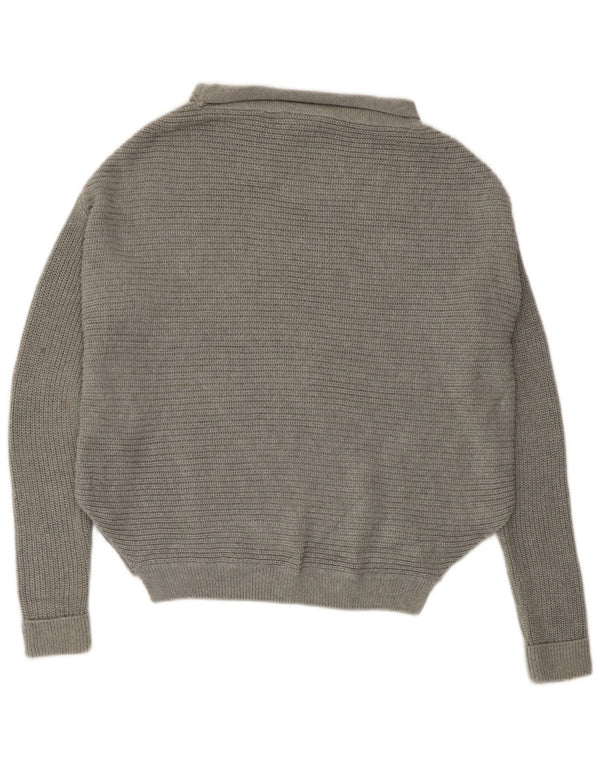 Topshop Womens Oversized Roll Neck Jumper Sweater UK 10 Small Grey Cotton