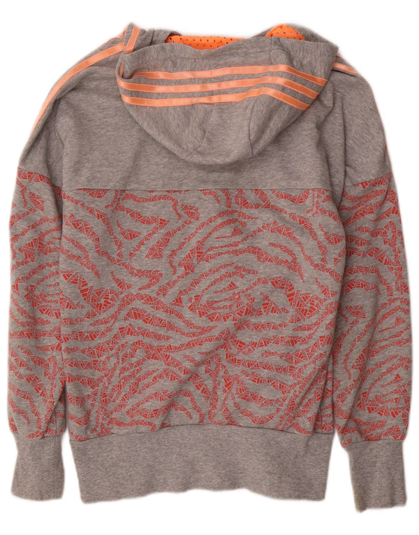 Adidas Boys Climalite Graphic Zip Hoodie Sweater 14-15 Years Grey Cotton