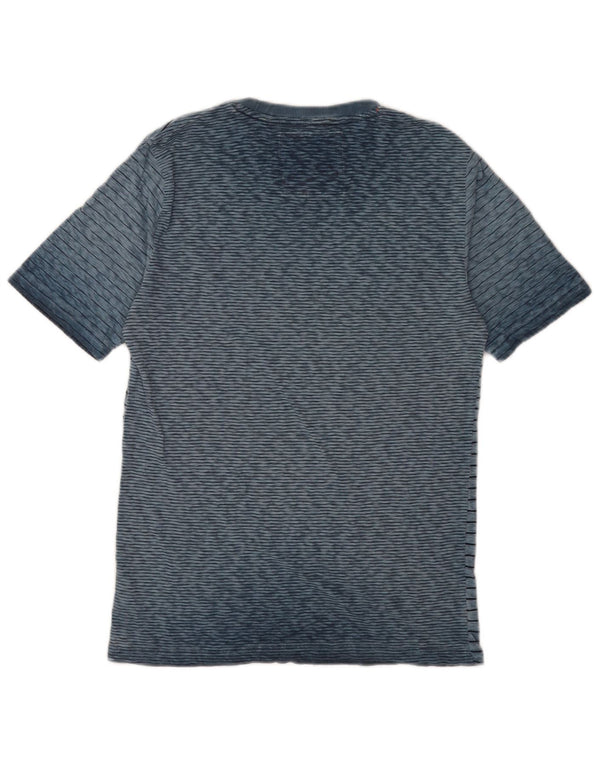 Superdry Mens T-Shirt Top Medium Blue Striped Cotton