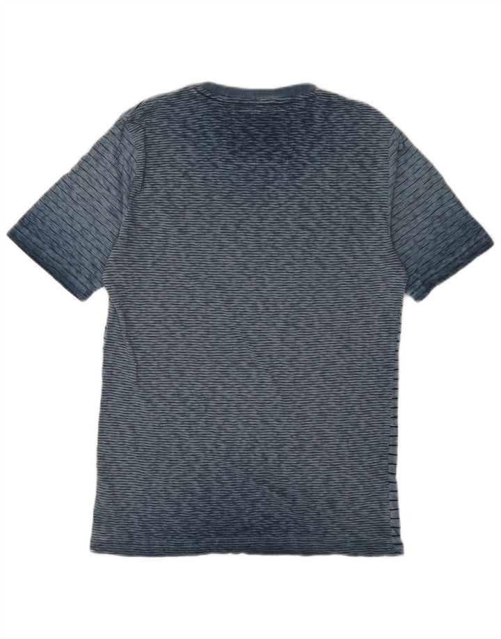 Superdry Mens T-Shirt Top Medium Blue Striped Cotton