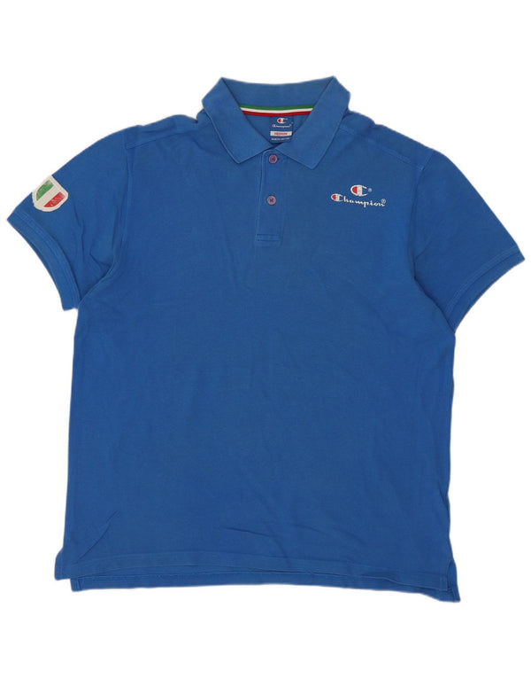 Champion Mens Polo Shirt Medium Blue Cotton